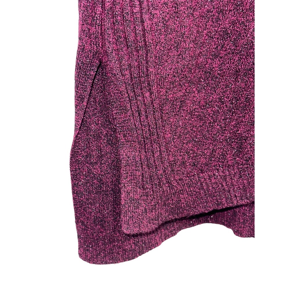 APT.9 Womens Sweater Size S Magenta V-neck Side Slits Sparkly Long Sleeve Knit - Picture 4 of 8
